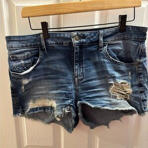 Guess Blue Distressed Jean Shorts